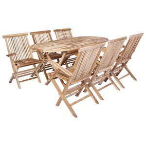 vidaXL Garden Furniture Set 7 pcs Natural Solid Teak Wood