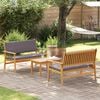 vidaXL Garden Sofa Set with Cushion 3 pcs Brown Solid Acacia wood