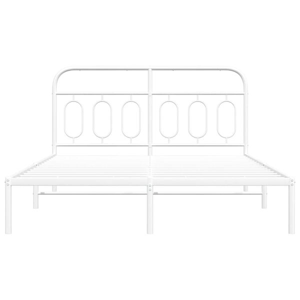 vidaXL Metal Bed Frame without Mattress with Headboard White 135x190cm
