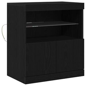 vidaXL LED Sideboard Black 60.5 x 37 x 67 cm Engineered Wood