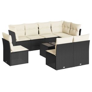 vidaXL Garden Sofa Set | Black, Cream White