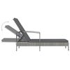 vidaXL Sun Lounger with Armrests Poly Rattan Grey