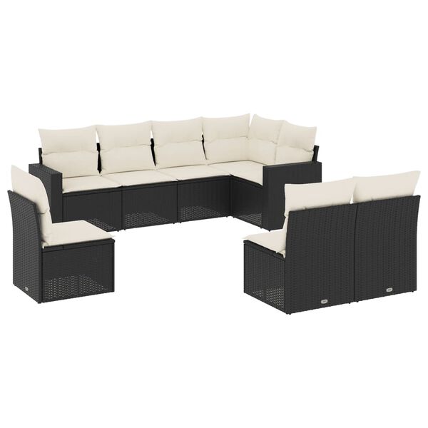 vidaXL 8 Piece Garden Sofa Set with Cushions Black Poly Rattan