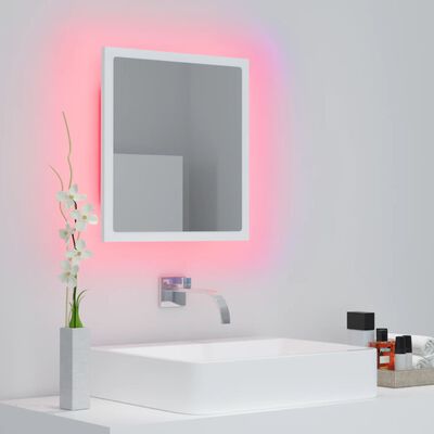 vidaXL LED Bathroom Mirror White 40x8.5x37 cm Acrylic