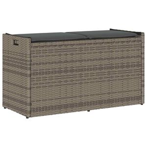 vidaXL Outdoor Storage Bench with Cushion Grey 100 cm Poly Rattan
