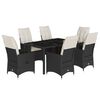 vidaXL 7 Piece Garden Dining Set with Cushions Black Poly Rattan
