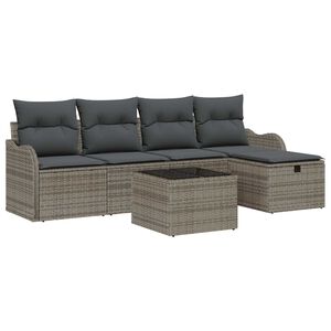 vidaXL Garden Sofa Set 6 pcs Grey 231 x 117 x 85 cm Poly rattan