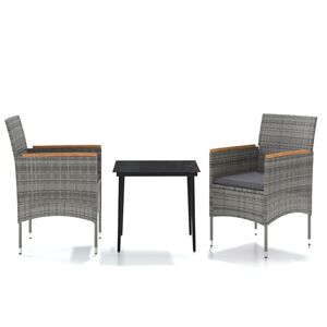 vidaXL 3 Piece Outdoor Dining Set with Cushions Grey and Black
