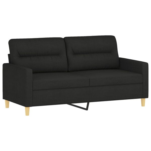 vidaXL 2 Piece Sofa Set with Pillows Black Fabric