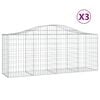 vidaXL Arched Gabion Baskets 3 pcs 200x50x80/100 cm Galvanised Iron