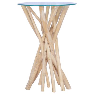 vidaXL Coffee Table with Glass Top 35x35x50 cm Solid Teak Wood
