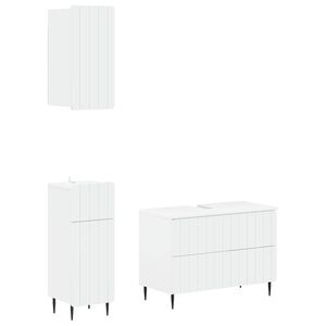 vidaXL 3 Piece Bathroom Cabinet Set ZWOLLE White Engineered Wood