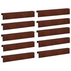 vidaXL Garden Cover Profile 10 pcs 100 x 10 x 15 cm Weathering Steel