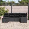 vidaXL Garden Sofa Set with Cushion 6 pcs Black Poly rattan