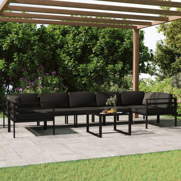 vidaXL 8 Piece Garden Lounge Set with Cushions Aluminium Anthracite