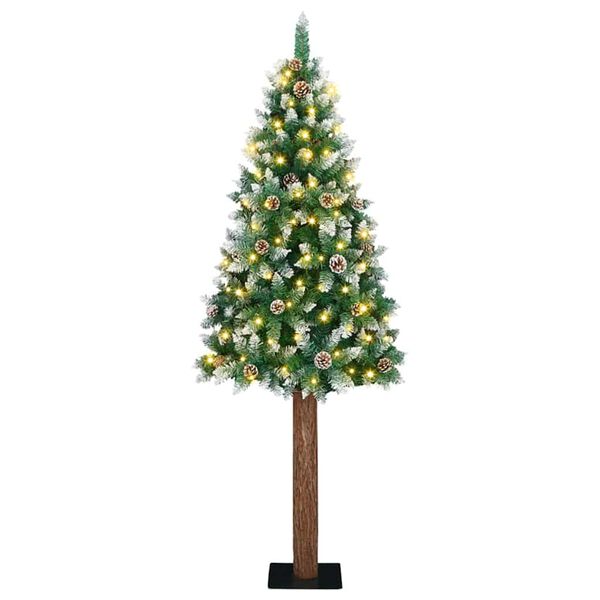vidaXL Slim Christmas Tree Green 210 cm PVC and Solid Pine wood