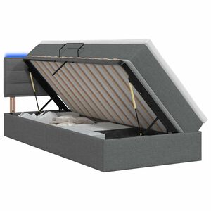 vidaXL LED Storage Bed with Mattress Dark Grey 100 x 200 cm Fabric