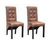 vidaXL Dining Chair | Set of 2 | Brown | Polyester, Wood | Standard | Ergonomic