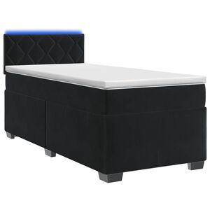 vidaXL Box Spring Bed with Mattress and LED Black King Single Velvet