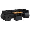 vidaXL 5 Piece Garden Sofa Set with Cushions Black Poly Rattan Acacia