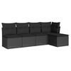 vidaXL 5 Piece Garden Sofa Set with Cushions Black Poly Rattan