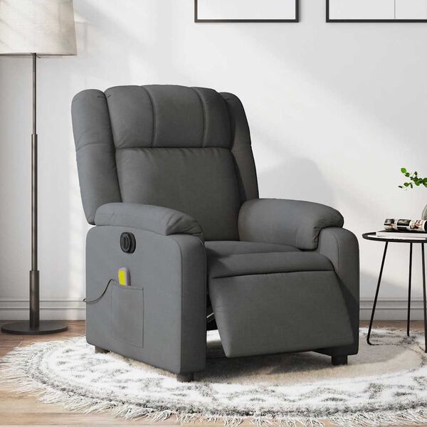 vidaXL Electric Massage Recliner Chair Dark Grey Fabric