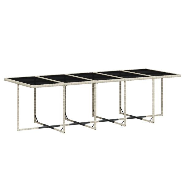 vidaXL 11 Piece Garden Dining Set with Cushions Light Grey Poly Rattan