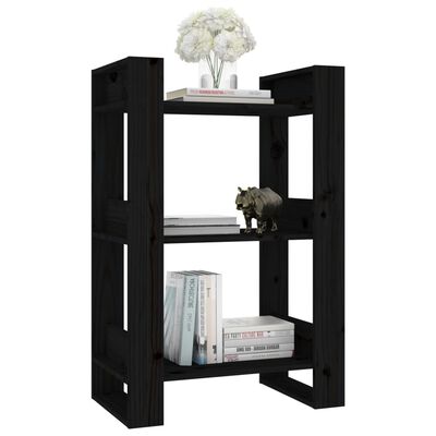 vidaXL Book Cabinet/Room Divider Black 60x35x91 cm Solid Wood Pine