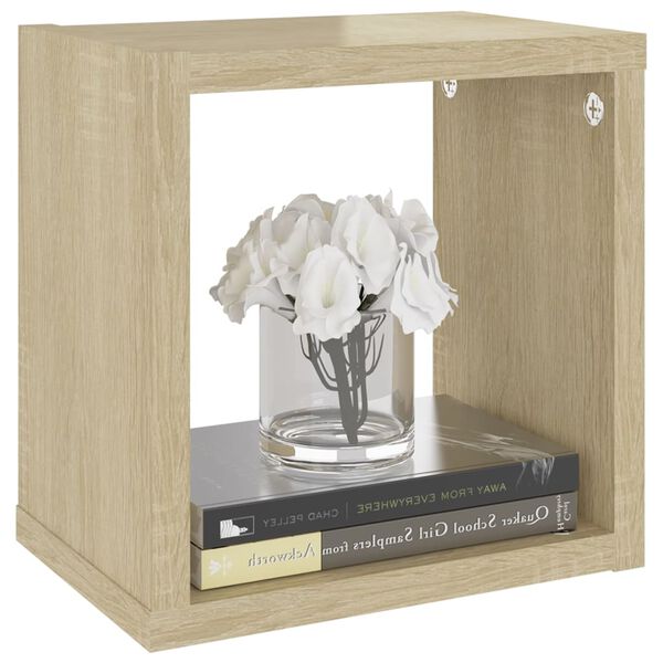 vidaXL Wall Cube Shelves 6 pcs White and Sonoma Oak 22x15x22 cm