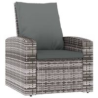 vidaXL Garden Reclining Chair with Cushions Grey Poly Rattan