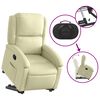 vidaXL Stand up Recliner Chair Cream Real Leather