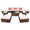 vidaXL 10 Piece Garden Lounge Set with Cushions Poly Rattan Brown