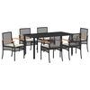 vidaXL Garden Dining Set 7 pcs Black Rattan