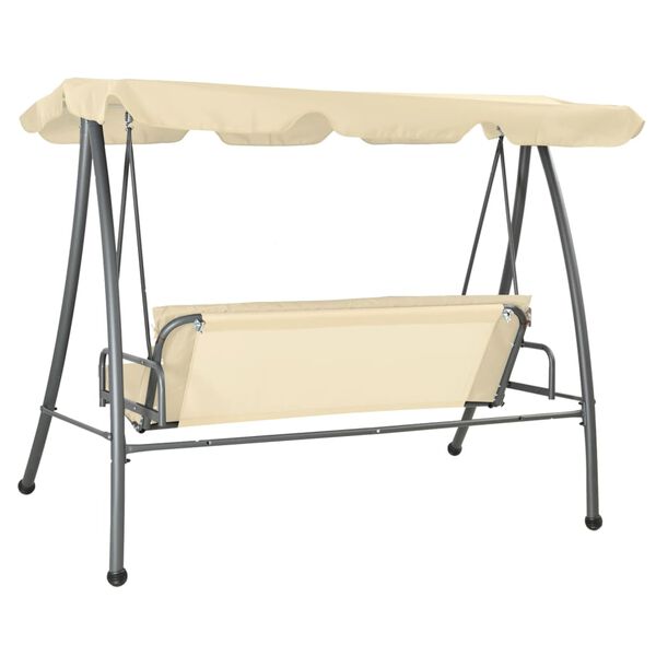 vidaXL Outdoor Swing Bench with Canopy Sand White