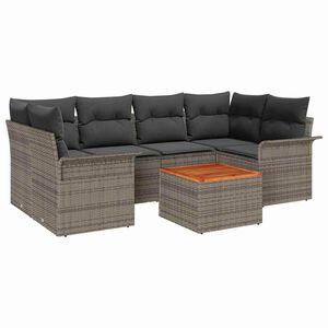 vidaXL Garden Sofa Set 7 pcs 6-Seater Grey Poly Rattan