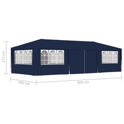 vidaXL Professional Party Tent with Side Walls 4x9 m Blue 90 g/m?