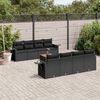 vidaXL 9 Piece Garden Sofa Set with Cushions Black Poly Rattan
