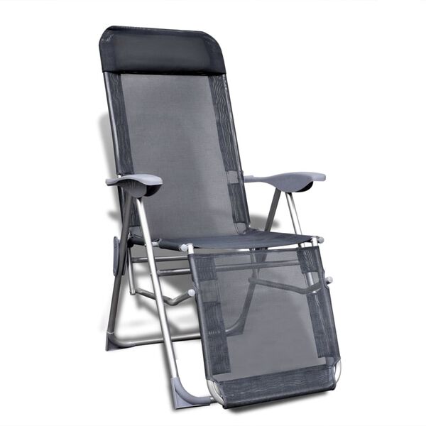 vidaXL Folding Garden Chairs 2 pcs Aluminium and Textilene Grey