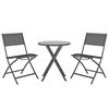 vidaXL 3 Piece Folding Bistro Set Steel Grey
