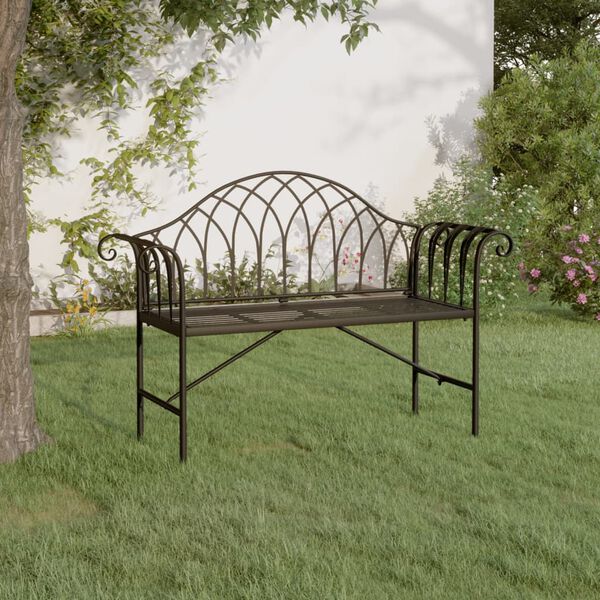vidaXL 2-Seater Garden Bench 128 cm Black Steel