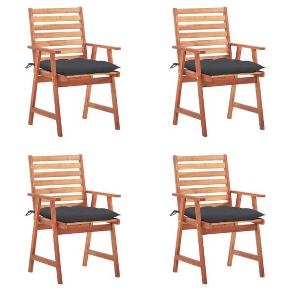 vidaXL Outdoor Dining Chairs 4 pcs with Cushions Solid Acacia Wood