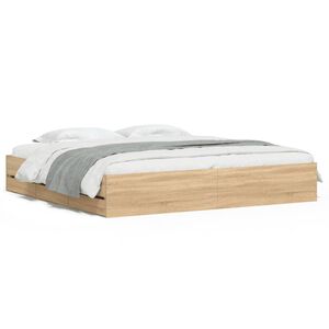 vidaXL Bed Frame with Drawers without Mattress Sonoma Oak 180x200 cm Super King