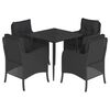 vidaXL 5 Piece Garden Dining Set with Cushions Black Poly Rattan