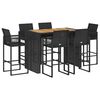 vidaXL 7 Piece Garden Bar Set without Cushions Black Poly Rattan Acacia