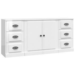 vidaXL Sideboards 3 pcs High Gloss White Engineered Wood