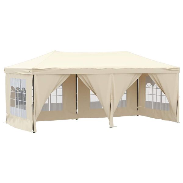vidaXL Folding Party Tent with Sidewalls Cream 3x6 m