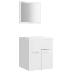 vidaXL Bathroom Furniture Set High Gloss White Engineered Wood