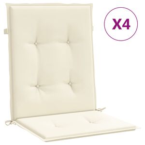 vidaXL Garden Lowback Chair Cushions 4 pcs Cream 100x50x2 cm Oxford Fabric