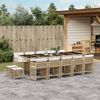 vidaXL 15 Piece Garden Dining Set with Cushions Beige Poly Rattan