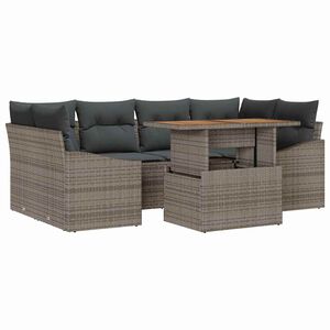 vidaXL Garden Dining Set with Cushion 7 pcs Grey and Brown